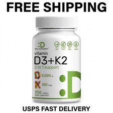 DEAL SUPPLEMENT 2-in-1 Vitamin D3 K2 5000IU Softgels Complex, 250 Count picture