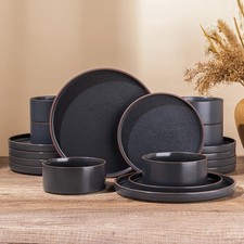 LERATIO Stoneware Dinnerware Set 12-Piece for 4 Matte Plates and Bowls picture