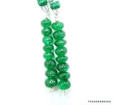 6-7mm Natural Zambian Emerald Smooth Rondelle Beads, 8 Loose Emerald stone Beads picture