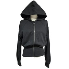 Lululemon Full Zip Hoodie Jacket Hugged Waist Cotton Black Women's Size 4 picture
