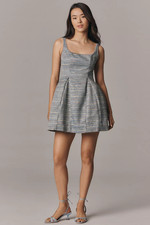 By Anthropologie Sleeveless Square-Neck Tweed Fit & Flare Mini Dress NWT Size 2 picture