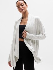 Athleta Pranayama Restore Wrap Cardigan Top Light Grey Heather New LT Large Tall picture