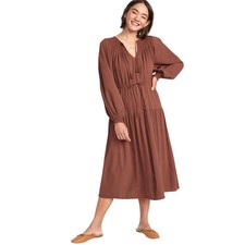 Old Navy Womens Waist-Defined Long-Sleeve Midi Dress PS, XS, M, L, XXL, 2X picture