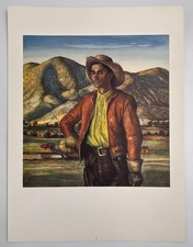 Vintage Peter Hurd Original Lithograph Print Portrait of Jose 12