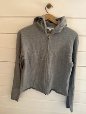 VINCE.  Wool & Cashmere Full Zip Knit Hoodie Sweater Sz LARGE Heather Gray Cozy picture