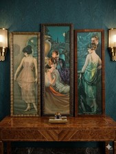 Rare 3pc Vintage 1920s Gene Pressler Art Deco Prints Honeymooning Alps Venice... picture