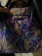 Vera Bradley Quilted Cotton Purple Paisley Floral Satchel Shoulder Bag picture