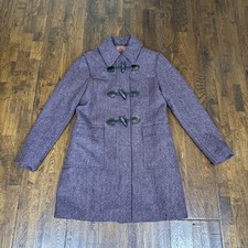 Brooks Brothers Womens Horn Toggle Duffle Coat 100% Wool Purple Herringbone 0 picture