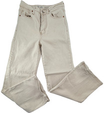 S.O.N.G. Womens Cream Wide  Leg Jeans High Rise Casual Denim Pants Size 3/26 picture