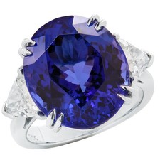 14.36 Carat Tanzanite & Diamond Three Stone Ring picture