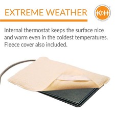 K&H Pet Products Thermo-Kitty Mat Heated Plush Cat Bed Beige 12.5” X 25” picture