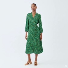 Talbots Ditsy Floral Midi Shirt Dress Long Sleeve Belted Pockets 12 Cottage picture