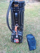 Vtg.Burton Mfg.Co./Jasper,Ala./Navy Blue Leather Like Kraft/HEB Promo Golf Bag picture