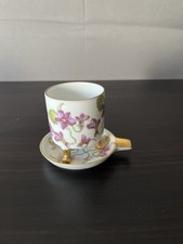 Vintage Mitterteich Bavaria Germany Footed Cup Saucer Floral Gold Porcelain picture