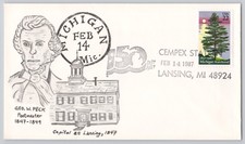 Lansing, MI — Capitol at 1847, Michigan Statehood 150 cachet — 1987 — Modern picture