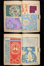 1884/Meiji Period/Japanese woodblock print book/2 books/Textile/Kimono/Antique picture