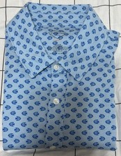St John's Bay Short Sleeve Button Down Shirt Men’s Large Blue Classic Fit Fish picture
