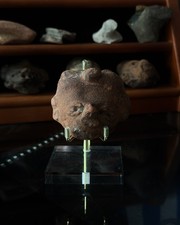 Pre-Columbian Head Fragment Red Clay Artifact Likely Teotihuacan picture