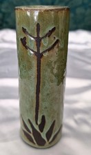 Vintage MCM Japanese OMC Otagiri Mercantile Co Cylinder Vase Incised Stems picture