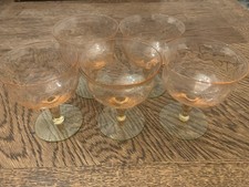 VTG Glassware Depression Glass Watermelon Tricolored 1930s Set Of 5 EUC picture