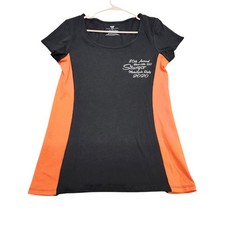 Vance Biker Wear Shirt Womens L Black Orange Sturgis Motorcycle Skull Tee Top picture