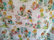 Vintage Kleinfab Fabric Big Eye Children Kids Boys Girls 3 Yds USA Novelty 1960s picture