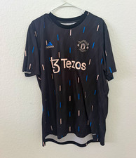 adidas Manchester United Tezos Soccer Jersey Shirt Black Slim Fit Size XL picture