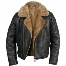 RAF Aviator B3 Bomber Jacket Men Real Sheepskin Leather Flying Pilot Jacket Coat picture