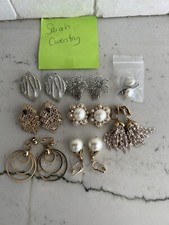 SARAH COVENTRY Lot Earrings Clip On Vintage Signed Gold Silver Tone Faux Pearl picture