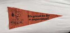 VINTAGE PEANUTS 1965 Snoopy Felt Triangle Banner Reddish Orange 31