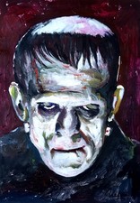 FRANKENSTEIN  BORIS KARLOFF  HORROR  MARCELO NEIRA ORIGINAL PAINTING w COA picture