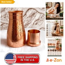 Copper Carafe Water Pitcher with Lid 34 oz Handmade Hammered Recyclable Home picture