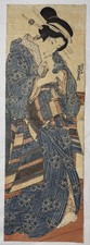 Antique Japanese Ukiyo-e Bijin-ga Woodblock Print by Keisai Eisen, Edo Period picture