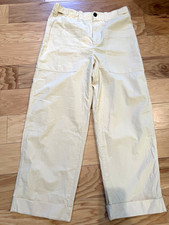 Soeur Women’s Beige Cotton Canvas Wide-Leg Cargo Pants High Rise Pockets picture