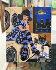 Delilah & Jasper Girl & Cat Fine Art Painting Hand Painted Signed 20 X 24 picture