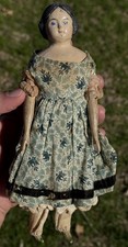 Early Original 8” Papier Mache Milliner's Model Antique Doll Antique Wooden Doll picture