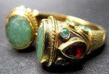 Gorgeous Genuine Jade Garnet Stone Cuff Ring picture