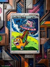 Hand Painted Slowpoke & Psyduck On Holo Energy Pokemon Card By : Potato picture