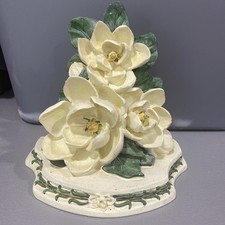 Vintage hand-painted magnolia blossom sconce or bookend cottagecore picture