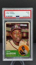 HANK AARON 1963 #390.  PSA 3 Very Good.  Vintage Baseball Card. picture