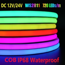 12V 24V Waterproof IP68 COB WS2811 720leds/m RGBIC LED Strip Flexible Tape Light picture