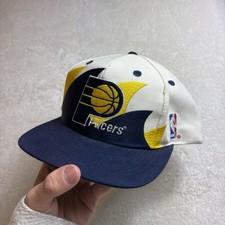 Vintage Logo Athletic Indiana Pacers Double Sharktooth Snapback Hat Cap One Size picture
