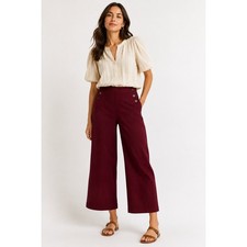 Tribal Burgundy Wide Leg Pull On Cropped Pants Front Pockets Size 6 NWT picture