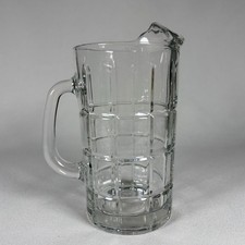Vintage Anchor Hocking Clear Glass Block Waffle Pattern Ice Lip Pitcher 9.5