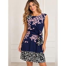 Diane Von Furstenberg 100% Silk Navy Polka Dot Dress picture