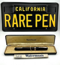 Vintage WATERMAN Ink-Vue Deluxe BLACK Fountain Pen 14K PINK Extra Fine FLEX nib picture