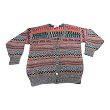 VTG ENFIN by Marcia Hand Loomed Button Up Multi Color Cardigan Academia Sweater picture