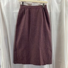 Collini Women Burgundy Tweed Pencil Skirt Below the Knee Vintage Old Money Wool picture