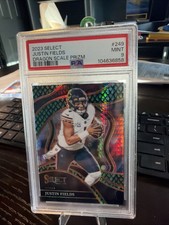 2023 Panini Select #249 Justin Fields Dragon Scale Prizm SP /70 PSA 9 picture