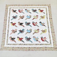 Handmade Colorful Birds Cotton Fabric Queen Size Patchwork quilt top/topper picture